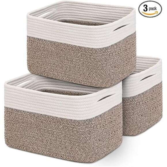 Rope Storage Baskets 3-Pack - Woven Baskets for Storage |Baby Basket for Nursery - Picture 8 of 8